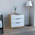 Depot E-Shop Egeo 3 Drawers Dresser with Superior Top, White & Light Oak DE-CBC4765